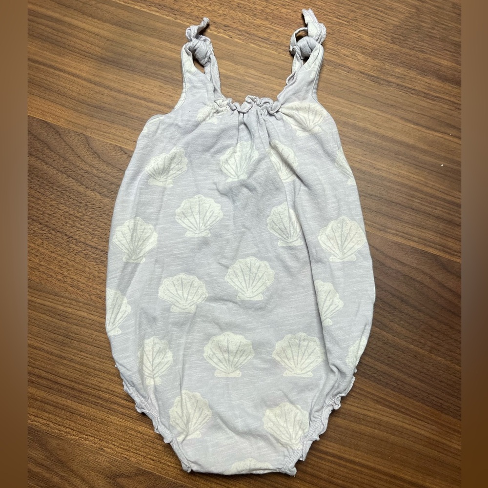 Pale Purple Shell Print Baby Romper